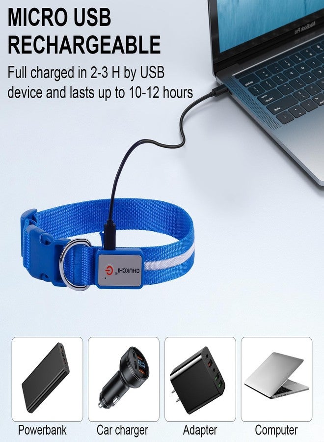 CHUKCHI LED Dog Collar Rechargeable,Waterproof Flashing Collar,Light Up Glow Collar, Adjustable Soft Safety Light Up for Small Medium Large Dogs Walking Camping at Night (Blue-M) - Image 5